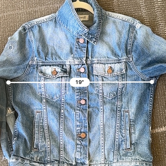 Madewell Distressed Denim Jacket Large Pre-Loved - Picture 2 of 13